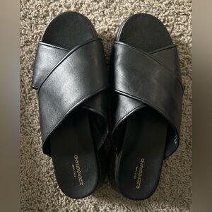 Cole Haan Zerogrand Black Leather Slide Sandals